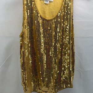 Vintage women’s L Dazzling Gold Sequin and beaded Tank Top
